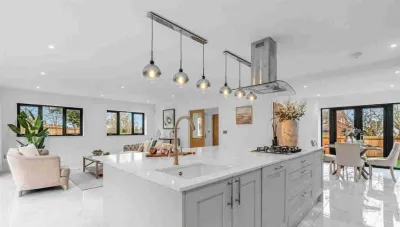 Open-plan kitchen after load-bearing wall removal