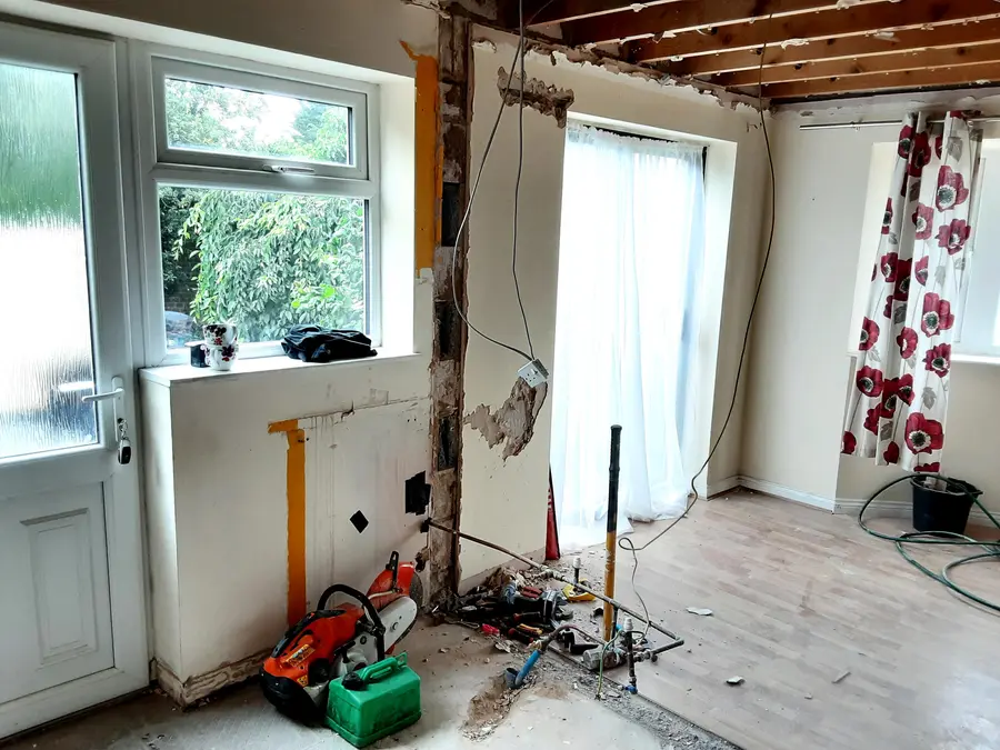 Non-load-bearing wall removed during renovation in Daventry