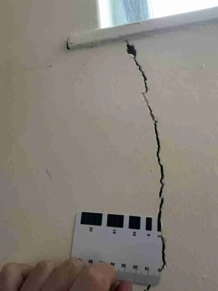 External wall crack measurement during structural survey in Leamington Spa