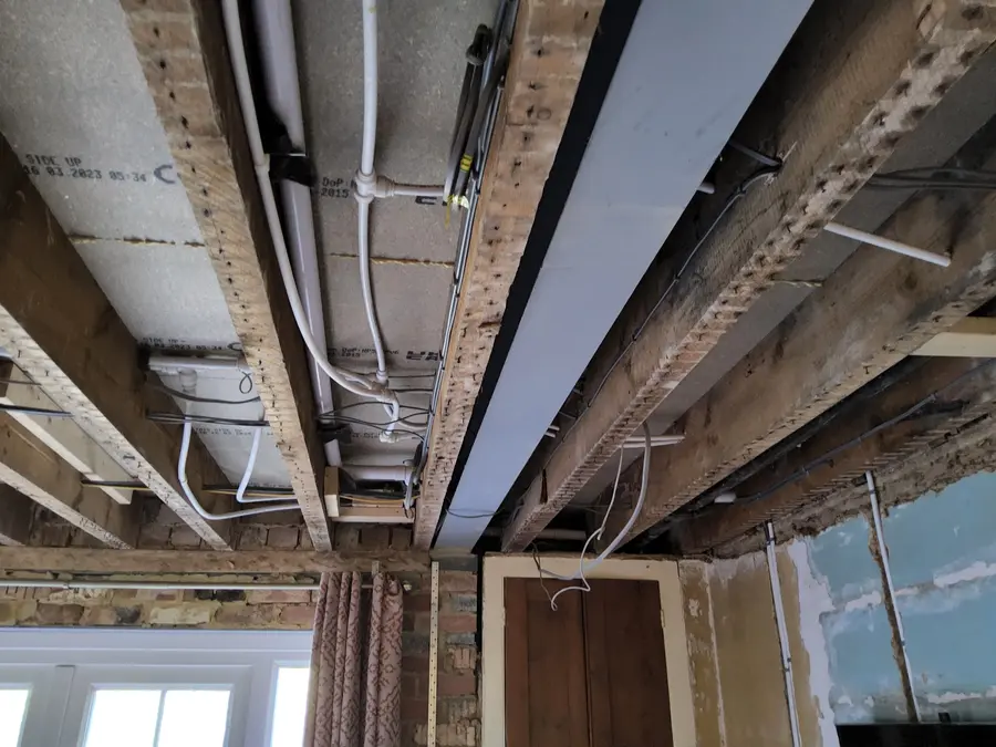 RSJ beam installed during wall removal in Market Harborough