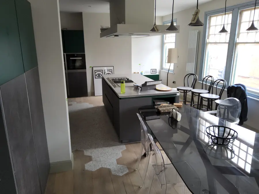 Open-plan kitchen renovation after wall removal in Milton Keynes