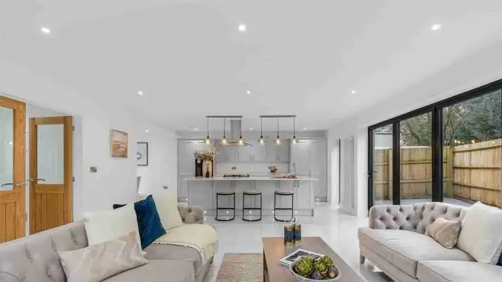 Open-plan kitchen and living room after load-bearing wall removal — Simplify Structures